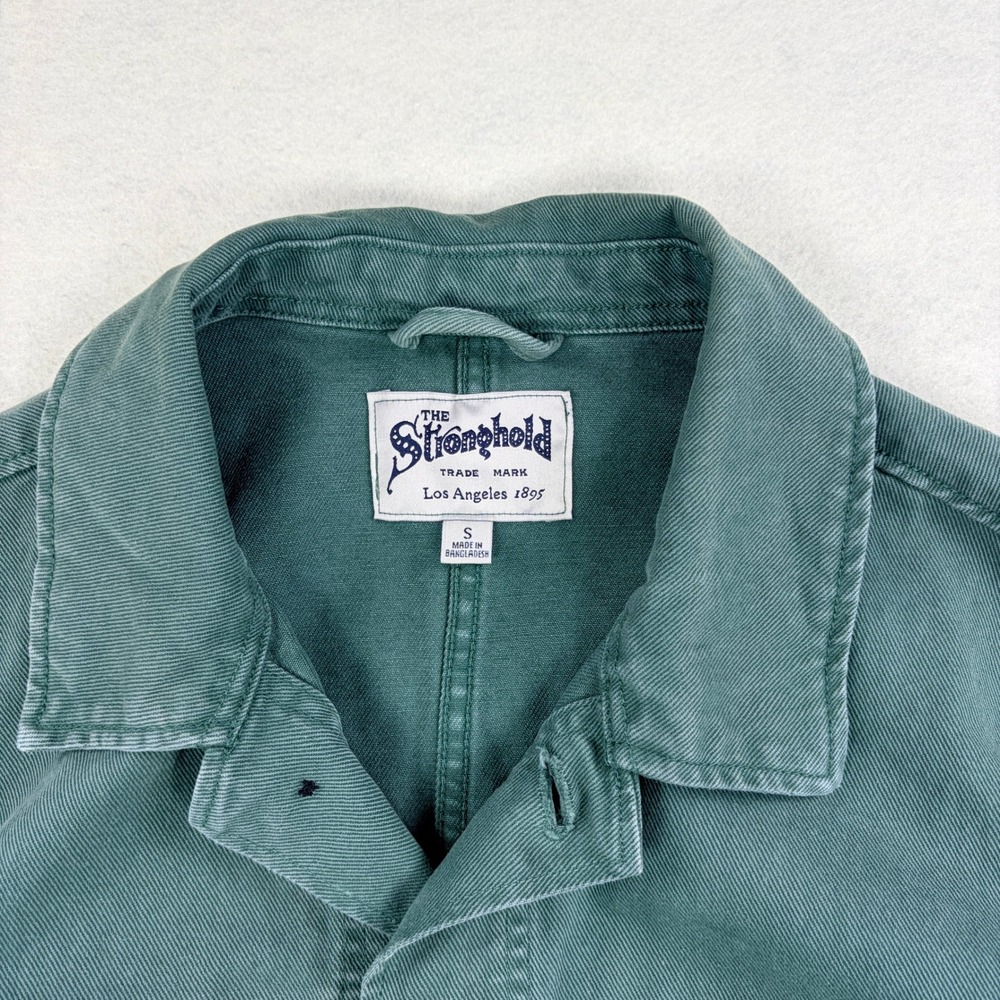 The Stronghold Mens Chore Jacket Faded Green Cotton Twill Utility Coat Small - Picture 3 of 8
